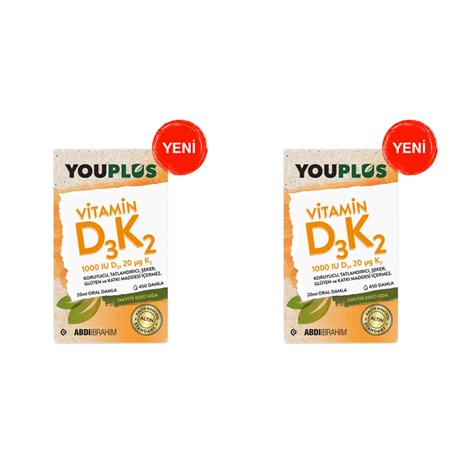 Youplus Vitamin D3K2 1000 IU Damla 20 ML 2 AdetDiğer 