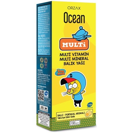 Orzax Ocean Multi Şurup 150 Ml Ballı Portakallı Balık Yağı Şurubu