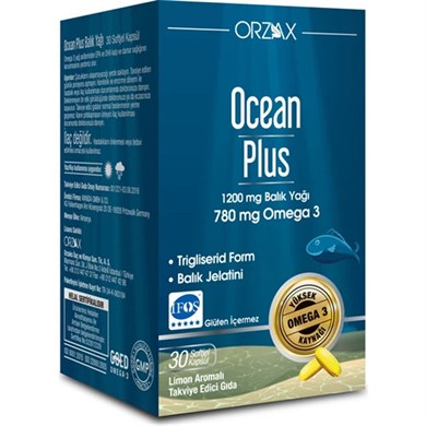 Orzax Ocean Plus 1200 Mg Balık Yağı 30 KapsülOcean Plus 1200 Mg 30 Kapsül - 44,90 TL - Takviyegiller.comOmega3 & Balık YağıOrzax