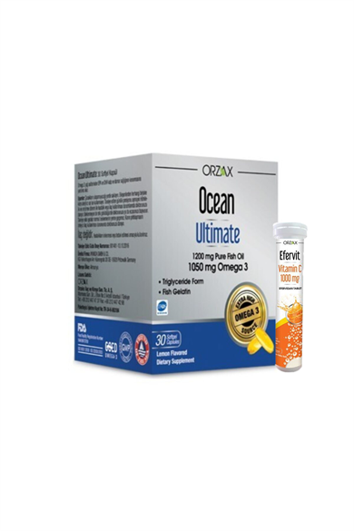 Orzax Ocean Ultimate 1200 mg Balık Yağı + Efervit Vitamin C 1000 mg Hediyeli 