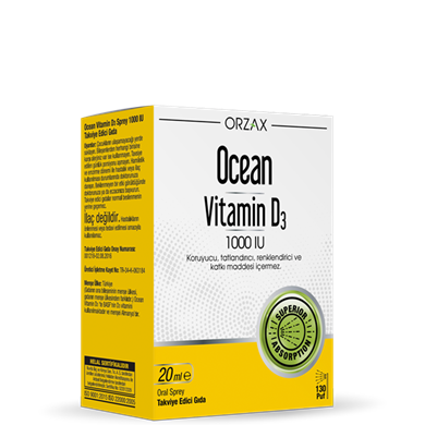 Orzax Ocean Vitamin D3 1000 Iu Oral Sprey 20 Ml