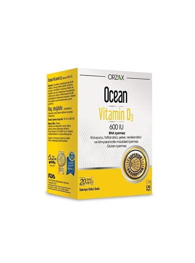 Ocean Vitamin  D3 600 Sprey 20 MlOrzax Ocean Vitamin  D3 600 Sprey 20 Ml  - 87,48 TL - Takviyegiller.comVitaminlerOrzax