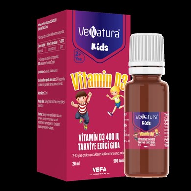 Venatura Kids Vitamin D3 20 Ml DamlaVenatura Kids Vitamin D3 20Ml Dml. - 18,50 TL - Takviyegiller.comÇocuklar İçin TakviyelerVeNatura